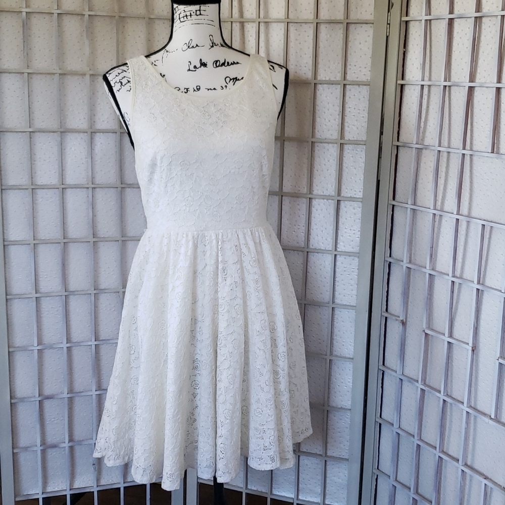 Pins & needles backless sleeveless cream lace dress 6
